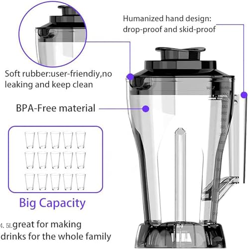 Frullatore commerciale da 2600 W - Frullatore professionale da bar ad alta capacità da 4,5 litri con copertura insonorizzata, manopola di controllo della velocità e timer intelligente per frullati