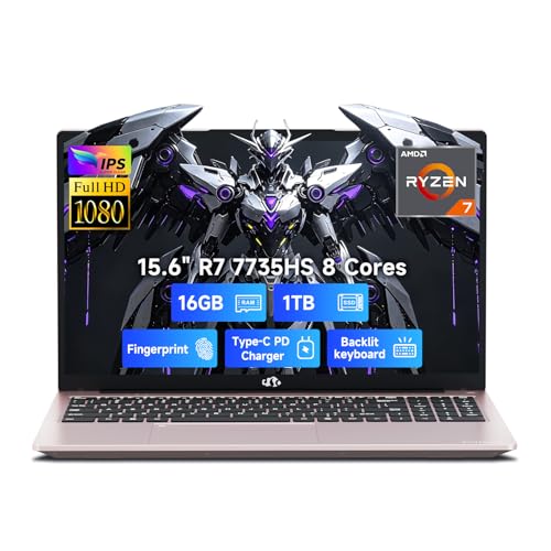 Nimo 15.6" FHD IPS Laptop, Ryzen 7 7735HS(8C/16T, Beats i7-12650H) 16GB DDR5 1TB SSD, Backlit Keyboard Fingerprint Reader Win11 