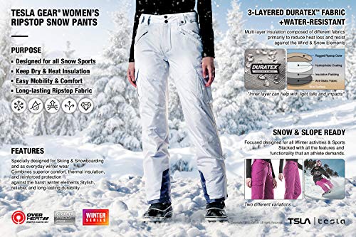 image for TSLA Women's Winter Snow Pants, Waterproof Insulated Ski Pants, Ripsto