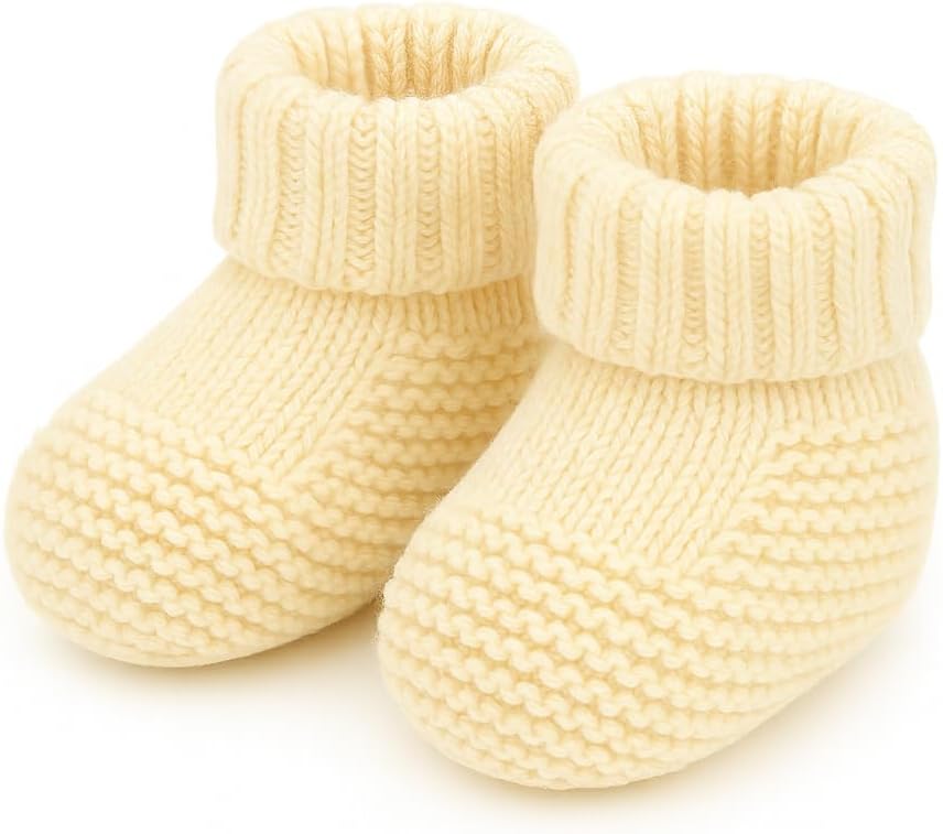 Kitikate Organic Knit Baby Booties – 100% Cotton Yarn, Soft & Comfortable Unisex Baby Socks