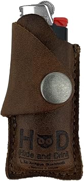 Hide & Drink, Rustic Leather Lighter Protective Case Handmade (Bourbon Brown)