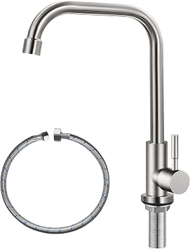 Cold Only Water Faucet Single Hole Kitchen Sink Faucet SUS304 Stainless Steel Brushed Nickel