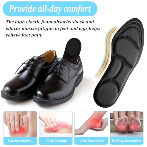 Image of 2 Pairs Memory Foam Insoles High Heel Insoles Breathable Shoe Pads Replacement Shoe Insoles 5D Sponge Barefoot Comfort Insoles, Comfort Foot Cushion for Women Man, Black