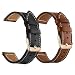 LDFAS Compatible for Vivoactive 3 Bands, Genuine Leather 20mm Watch Strap with Rose Gold Metal Buckle Compatible for Garmin Vivoactive 3 Music/Forerunner 645/245 Smartwatch, Brown+Black (2 Pack)