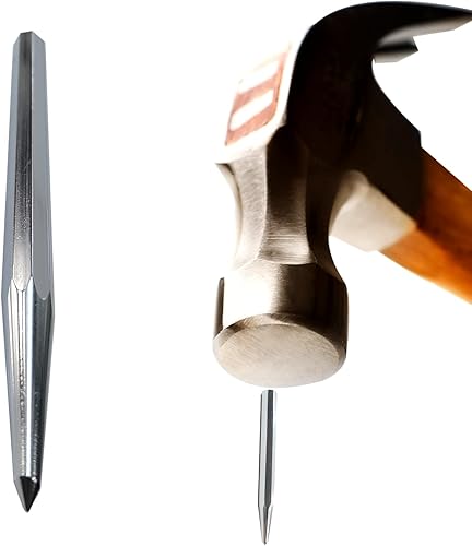 Miniatura 6 de Autoly Punzón central de acero de alto carbono para marcar agujeros de arranque, herramienta octogonal para carpintería, mampostería