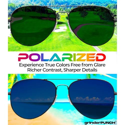 Image of grinderPUNCH Big XL Wide Frame Extra Large Polarized Aviator Sunglasses for Big Heads Men Oversized