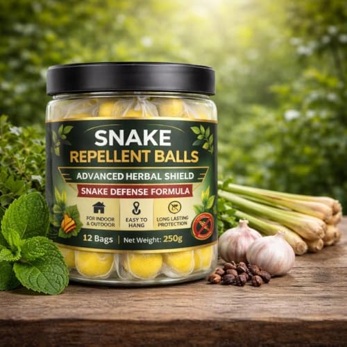Image of Herbal Snake Repellent Balls - Advanced Natural Protection Formula for Indoor & Outdoor Use | Long Lasting Snake Deterrent for Home, Garden, Farm & Warehouse | Easy-to-Use Pest Control Sachets | 12 Bags (Pack of 2)