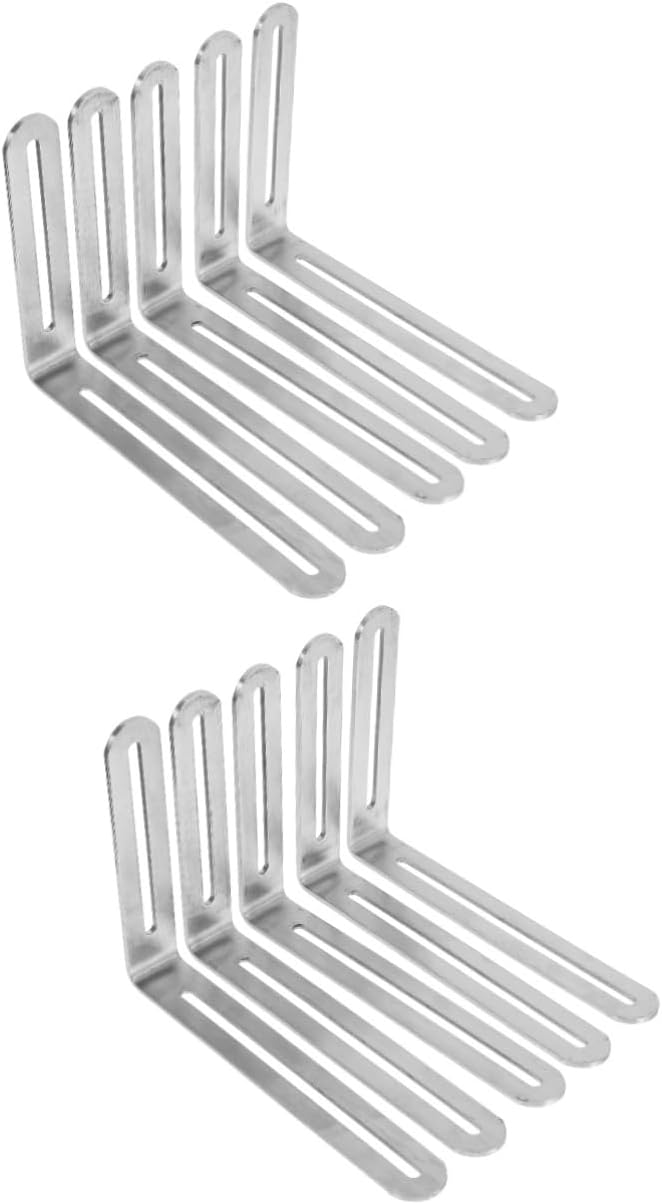 Artibetter 10 Pcs L-Shaped Gusset with Groove Angle Brackets Wire Rack Shelf Brackets for Shelves Wire Rack Shelving Right Angle Bracket Metal Shelf Connector Stainless Steel Corner