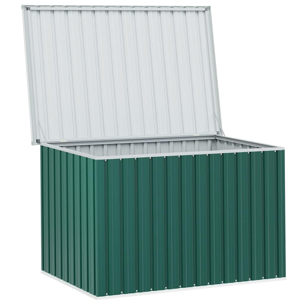 Cassapanca da giardino verde, 149 x 99 x 93 cm, resistente alle intemperie, per terrazza, con telaio in acciaio, contenitore per coperte e giocattoli, utilizzabile come cassetta degli