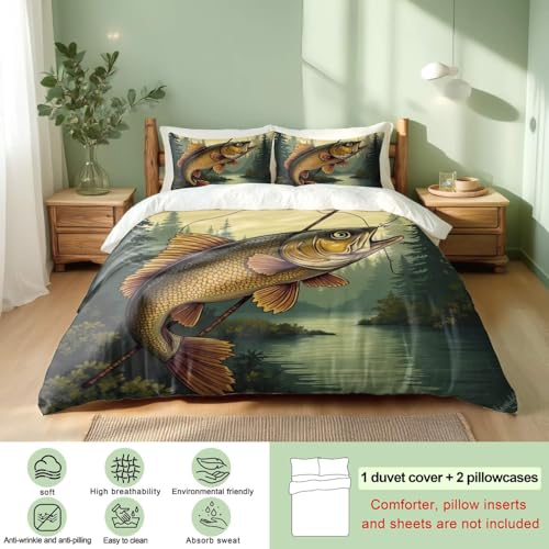 Housse de couette lit simple sur le thème de la pêche pour passionnés - 4