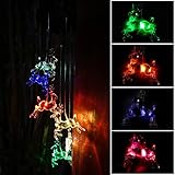 Jetsun Wind Chimes, Waterproof Solar Powered LED Color-Changing Wind Bell For Home/Party/Yard/Garden Décor -Christmas Deer