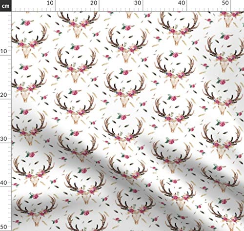 Creative Co-op Baumwollstrumpf Mit Hirsch-Motiv – 48,3 Cm, Creme/blau/gold, Weihnachtsdeko