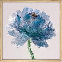 SIGNWIN Framed Canvas Wall Art Blue Ranunculus with Pink Background Floral Flower Oil Painting Impressionism Modern Closeup Expressive for Living Room, Bedroom, Office - 16
