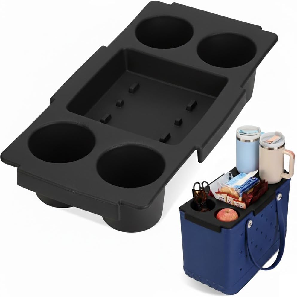 Topper Tray Cup Phone Holder for Bogg Bag Accessories (Black)