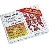 marion10020 Senioren Romme Karten Rommekarten Spielkarten Canasta Rommékarten Rommé, mit Spielanleitung, 2X 55 Blatt