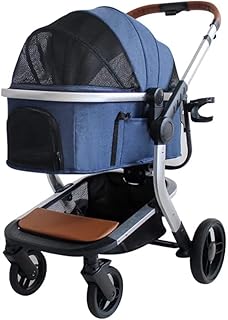 Carrinhos para animais de estimação atualizados para cães pequenos e médios Carrinho para animais de estimação para cães e gatos Carrinho de bebê separável para gatos Carrinho de passeio leve e dobrável 4 rodas (azul)