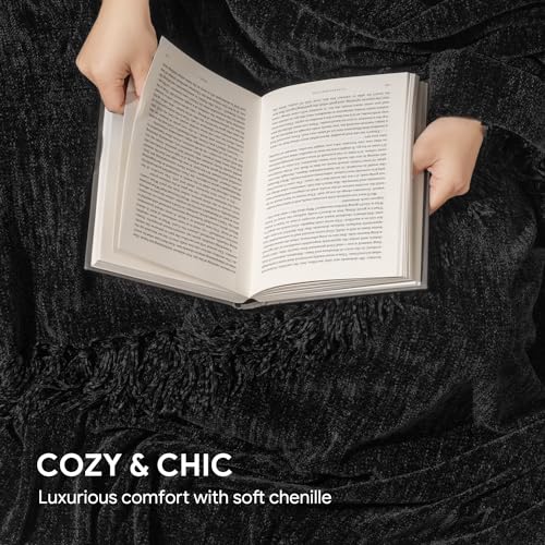 RECYCO Chenille Throw Blanket for Couch, 60"x80", Black by RECYCO - Used condition - Image 3
