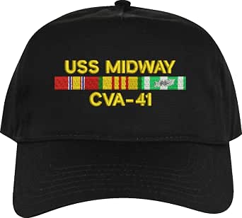 USS Midway CVA-41 Embroidered Baseball Cap | Navy Ship Hat In 7 Colors - Otto Brand Canvas Twill