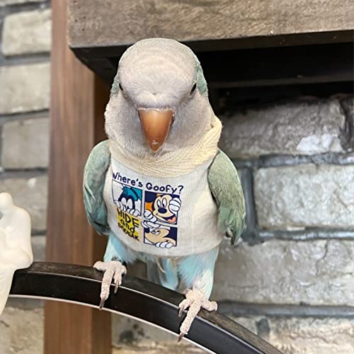 Image of Bird Costume Diaper Flight Suit Frog Shape Hoodie Clothes Cosplay Photo Prop for Parrots Parakeet Cockatiel Sun Conure, Small Animals Apparel (White Without Hat, Large) (BPF1)