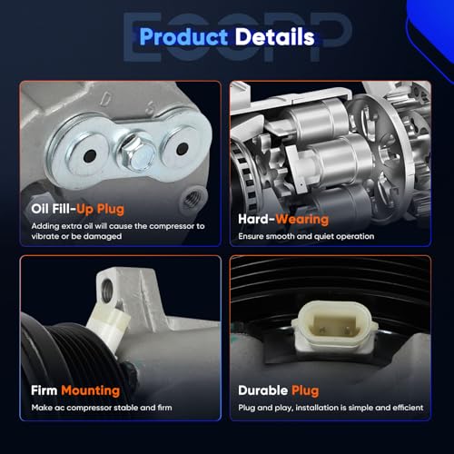 Image of ECCPP AC Compressor for Buick Regal for Chevrolet Impala Lumina Monte Carlo for Pontiac Grand Prix 3.8L 1996-2004 Air Conditioning Compressor