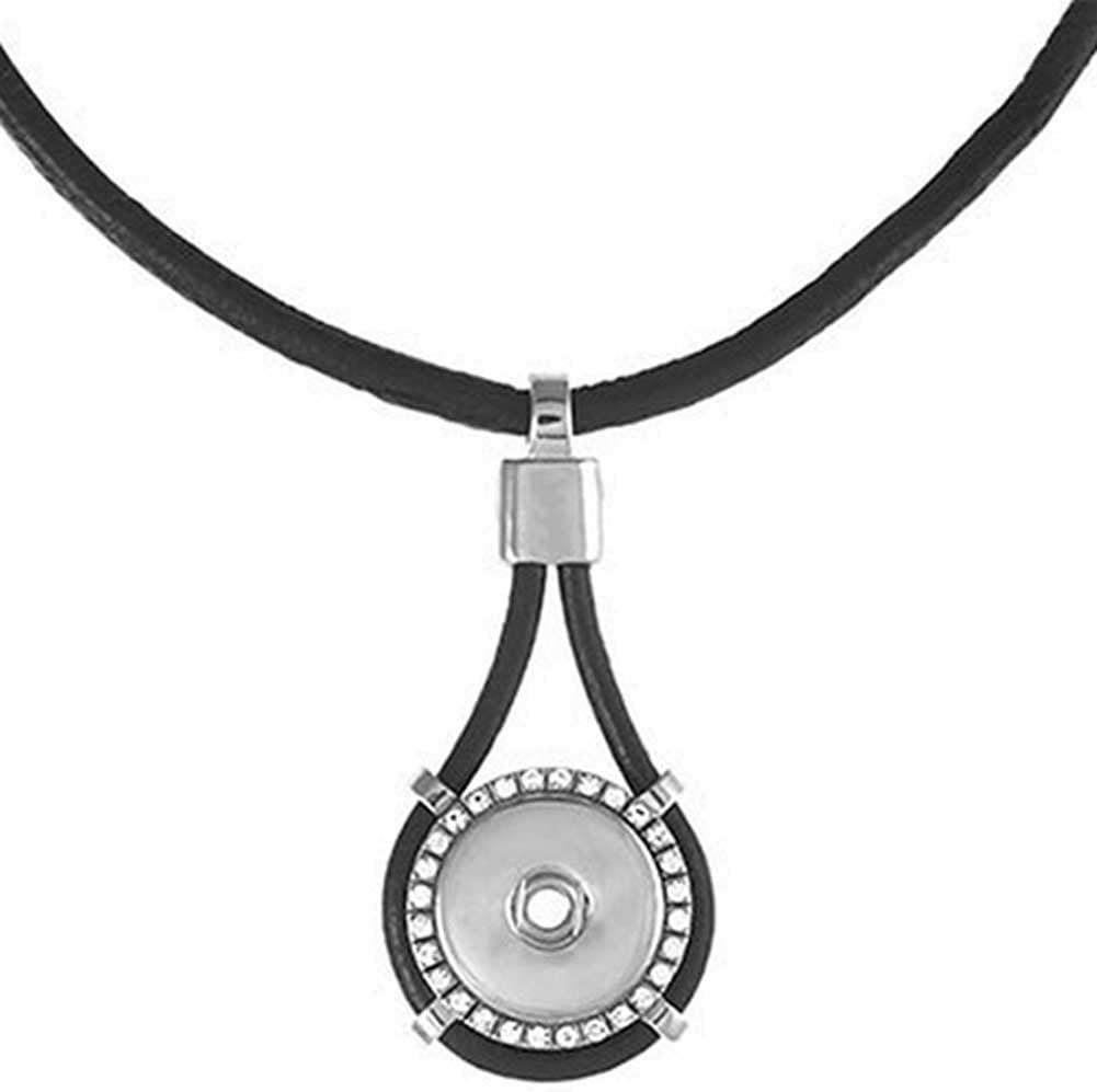 Ginger Snaps BLING & LEATHER NECKLACE SN90-75 Interchangeable Jewelry Snap Accessory