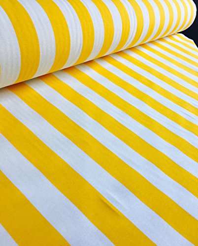 Tissu à rayures blanches - Tissu d'ameublement à rideaux à rayures de 280 cm de large (vendu au mètre) - 4 couleurs : rouge, noir, jaune et bleu