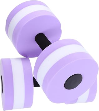 HEMOTON 2pcs Aquatic Dumbbells Set for Water Aerobics Lightweight EVA Foam Barbells in Purple for Pool Resistance Training and Fitness Activities