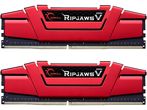 G.SKILL RipjawsV Series DDR4 RAM 16GB (2x8GB) 2400MT/s CL17-17-17-39 1.20V Intel AMD Desktop Computer Memory U-DIMM - Red (F4-2400C17D-16GVR)