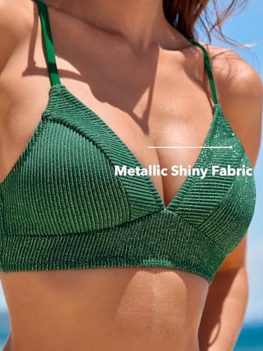 Ensemble bikini col en V haut de gamme aux détails brillants croisés