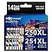 GPC Image Compatible Ink Cartridge Replacement for Canon PGI 250 250XL CLI 251 251XL to use with Pixma MG7520 Pixma MG7120 Pixma IP8720 MG6320 Printer (PGBK Black Cyan Magenta Yellow Gray, 14-Pack)