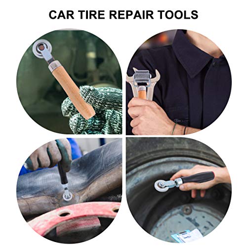 VILLCASE Rolo de Reparo de Pneu Rolo de Reparo de Tubo de Pneu Roda de Madeira E Borracha Com AlÃ§a