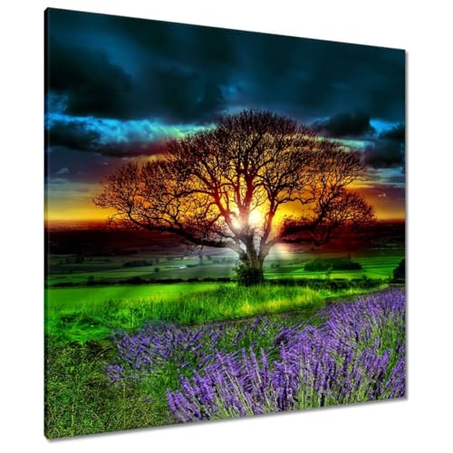 Peinture imprimée sur toile Arbre de vie 90x90cm pour décoration murale de salon