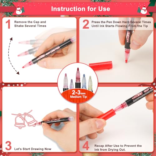 YITHINC Glitter Pens Outline Marker Pen, Arts and Crafts Gift for Kids Girls, Teenage Girls Gift, 18 Sparkle Metallic Colouring Pens, Easter Gifts for 4 5 6 7 8 9 10 11 12 Year Old Girls