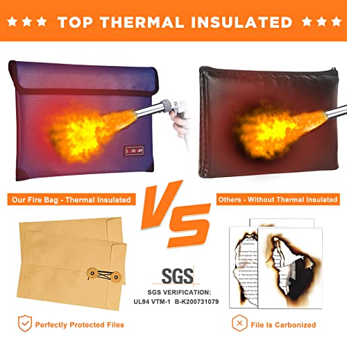 Fireproof Document Bag - With 4200°F Heat Insulated, Waterproof Fireproof Bag With Zipper, 8 Layers Of Functional Materials, Fireproof Money Bag For Cash/Documents/Valuables, Fire Bag 11"X7.7" #TOP2