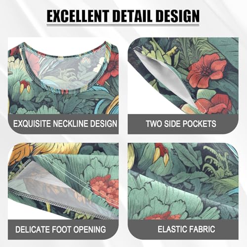 ALAZA Cactuses Flowers Rooster Pajama Set Short Sleeve Sleepwear Soft Lounge Nightwear4