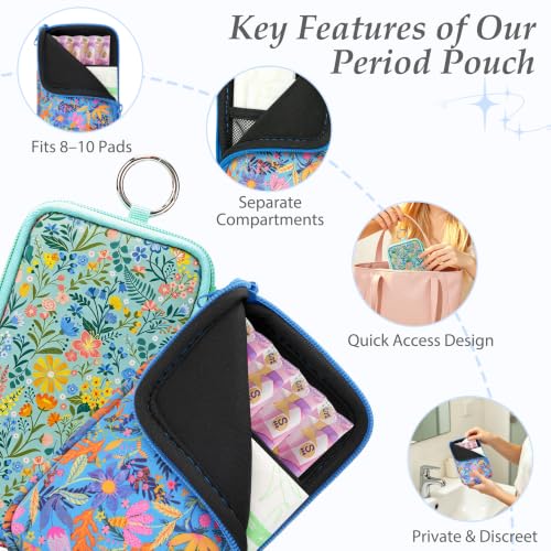 Image of KJQJLY 2 Pack Portable Tampon Organizer Bag Tampon Holder & Storage Case with Zipper for Travel, Discreet Period Bag for Purse, Waterproof Feminine Products Pouch for Women (Flower)