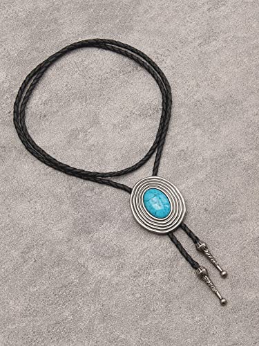 Image of GelConnie Native American Bolo Tie Rodeo Cowboy Leather Necktie Western Necklace Costume Accessories for Men,Women