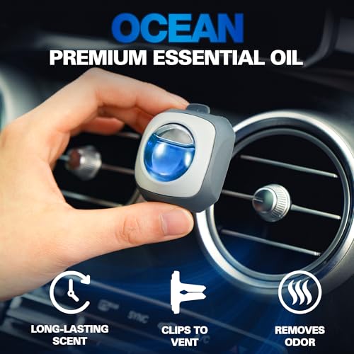 Image of Air Jungles Ocean Scent Car Air Freshener Vent Clip 6 Ct, Long Lasting | Up to 180 days, Natural Essential Oil Car Fragrance for Women and Men, Car Odor Eliminator - 4ml Each