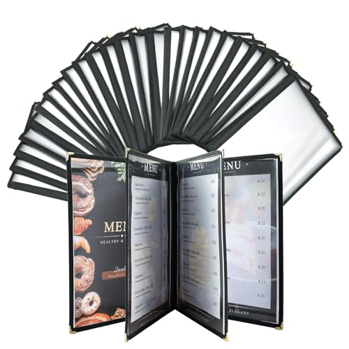 Protège-menu transparent imperméable et lavable pour cartes de restaurant 4 pages lot de 25