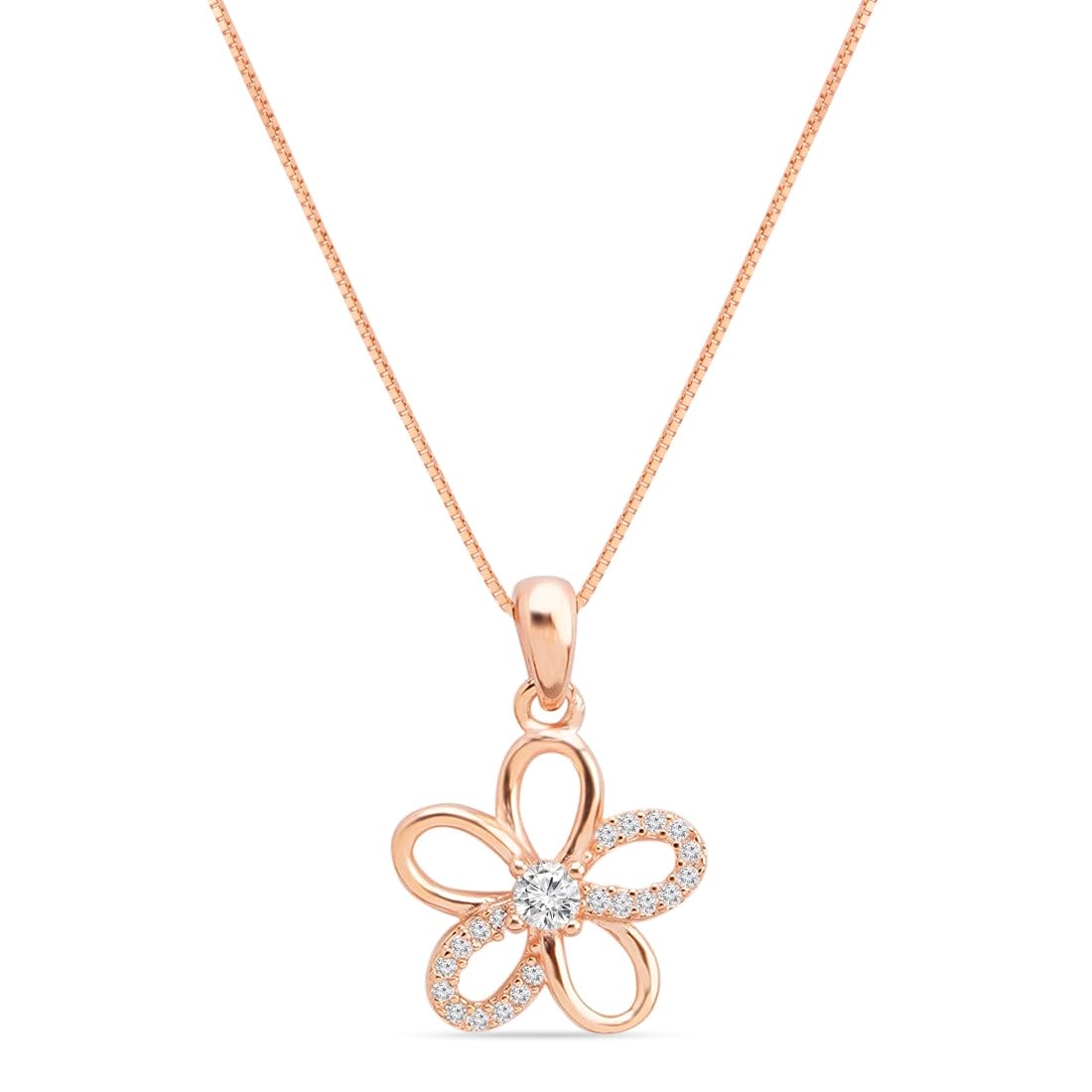 925 Sterling Silver Floral Radiance Rose Gold Plated Pendant Necklace | Gift for Women & Girls | With Certificate of Authenticity and 925 Hallmark-image-36