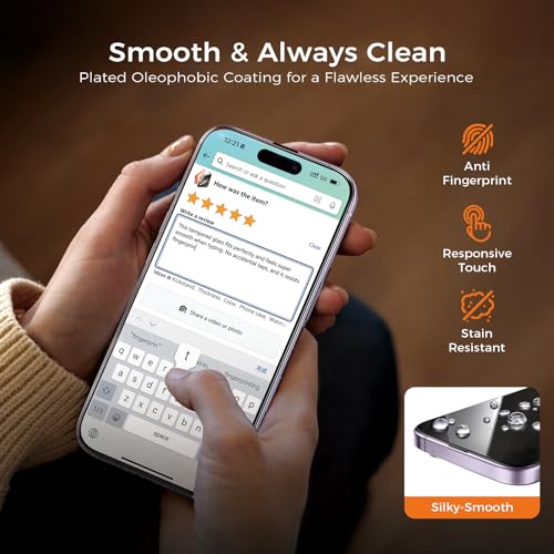 Image of NeverBreak 9H+ Hardness for iPhone 17 Screen Protector 12FT Military Grade Protection (Scratch, Shatter, Drop Resistance) Tempered Glass Full Edge Coverage 6.3 inch 2025, 2 Pack with De-Bubble Card