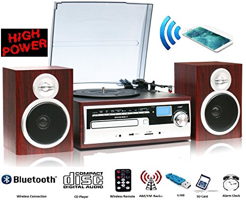 ODC38WD BT, High Power 50W, 3 Speed classic Retro Turntable, Bluetooth W/ NFC