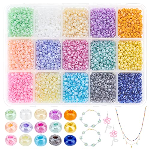 PandaHall PH 6750pcs 15 Farbe 8/0 Glas Rocailles 3mm Mini Perlen mit Container Box für Schmuck Machen