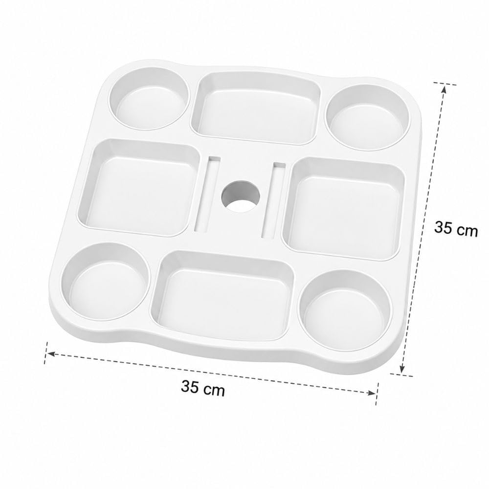 Tavolino Porta Oggetti per Ombrellone 35x35 cm – Tavolo Universale con Morsetto Regolabile 22-40 mm