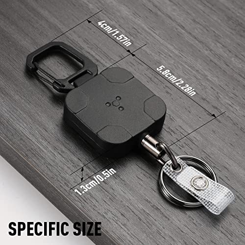 Titrys Metal Badge Reels Retractable Keychain,Self Retractable Badge Holder Key Reel With 31” Steel Retractable Cord, 8 Oz(Black) #TOP3