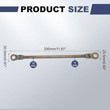 sourcing map Double Box End Wrench 10 x 11mm 72-Tooth 12-Point Black