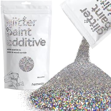Hemway Glitter Paint Additive - Gun Metal Grey Holographic | 100g Microfine Metallic Flakes for Adding Sparkle to Paints & Wood Varnish | Add to Emulsion, Acrylic & Latex for Indoor Sparkly Walls