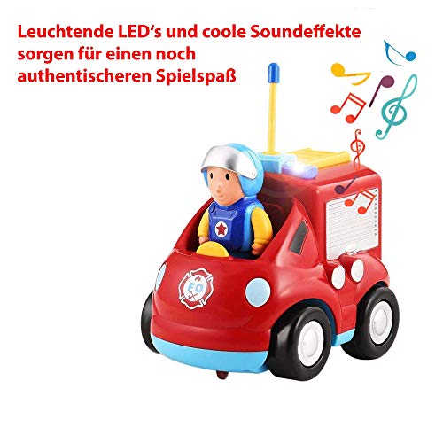 HSP Himoto Mein erstes Auto RC Ferngesteuerter Feuerwehrwagen, Fahrzeug, Auto mit coolem Sirene und Lichtfunktion, optimal für kleine Kinder und Jugendliche inkl. Fernsteuerung, Modell-Auto, Car