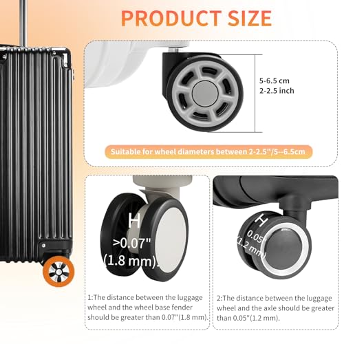 16PCS Luggage Wheel Covers, Silicone Suitcase Wheels Protector for 2-2.5 Inches, Anti-Wear and Anti-Noise Universal Wheel Protective Cover for Travel (Orange)2