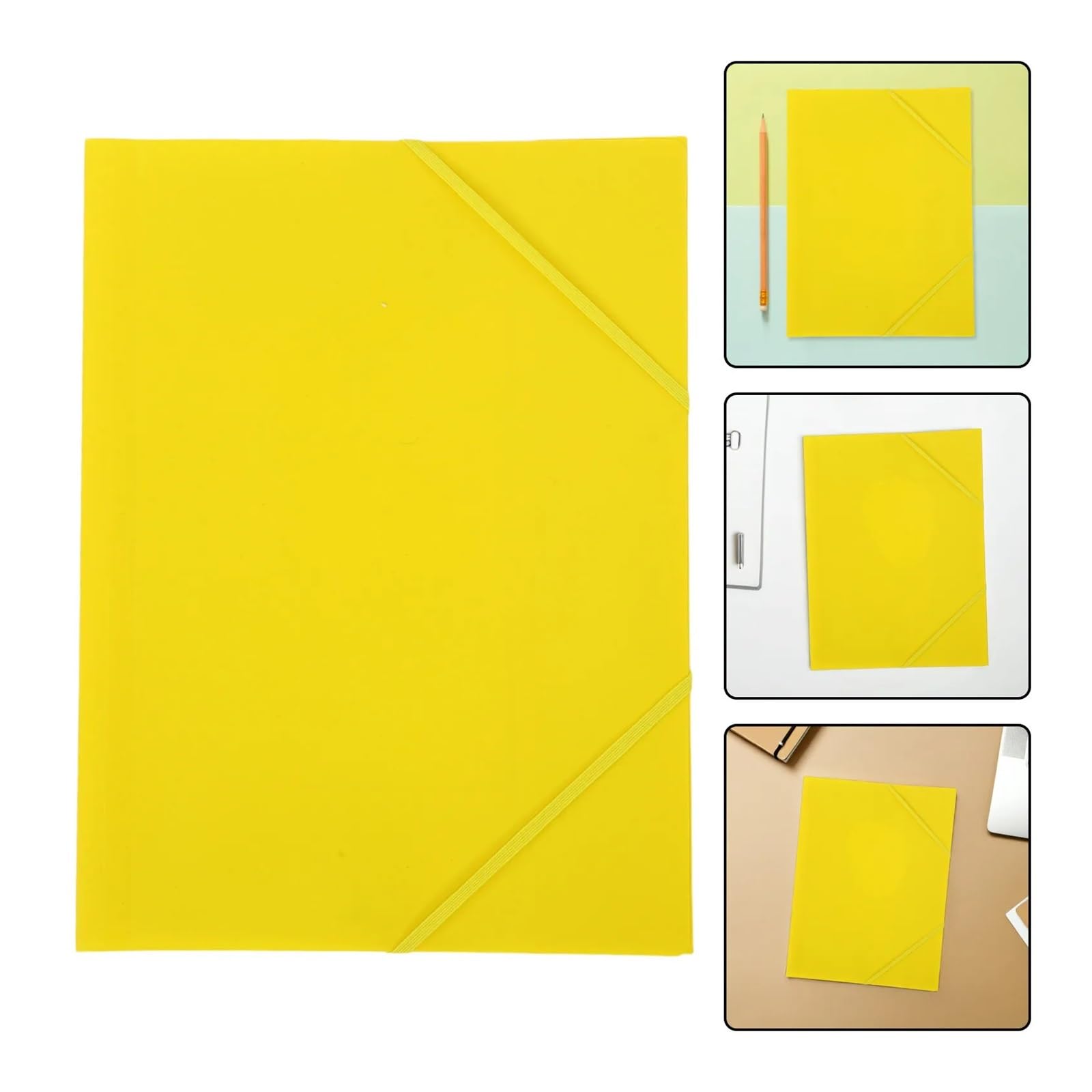 Organizer per documenti con elastico Chiusura con fascia elastica for cartelle documenti A4 da 10 pezzi | Organizzatore di carta for ufficio scolastico, ufficio, portadocumenti, portadocumenti, giallo